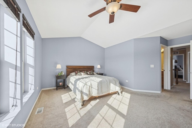 15130 Laurel Ln, Lockport, IL 60441 - carpeted bedroom with vaulted ceiling, baseboards, and a ceiling fan