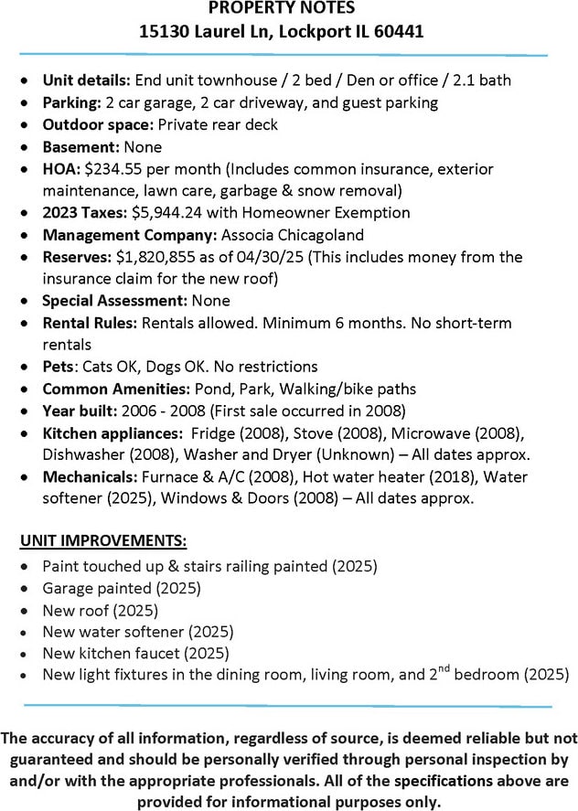 15130 Laurel Ln, Lockport, IL 60441 - view of miscellaneous document