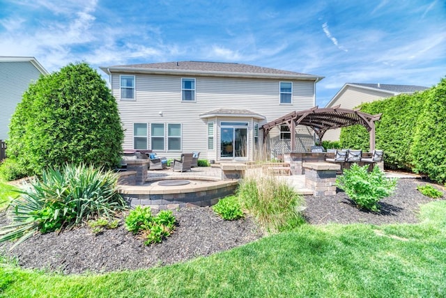 141 Bluegrass Pkwy, Oswego, IL 60543 - back of house with an outdoor hangout area, a patio, a pergola, and cooling unit