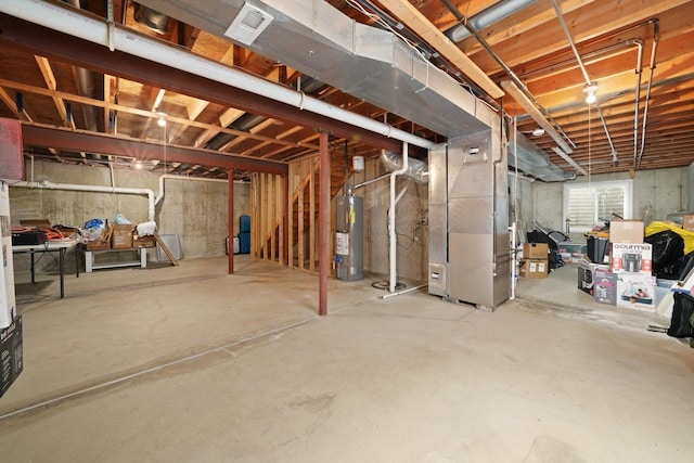 14530 General Dr, Plainfield, IL 60544 - unfinished below grade area with gas water heater and heating unit