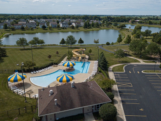 14530 General Dr, Plainfield, IL 60544 - aerial view of a pool area and a nearby body of water