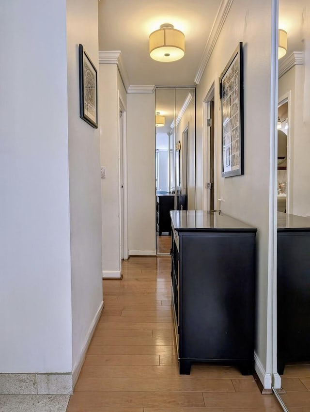 6171 N Sheridan Rd Unit 402, Chicago, IL 60660 - hall featuring ornamental molding, light wood finished floors, and baseboards