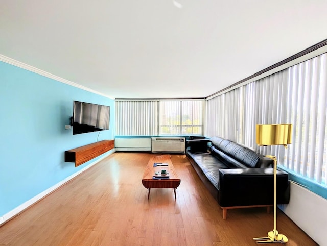 6171 N Sheridan Rd Unit 402, Chicago, IL 60660 - living room with wood finished floors, ornamental molding, and baseboards