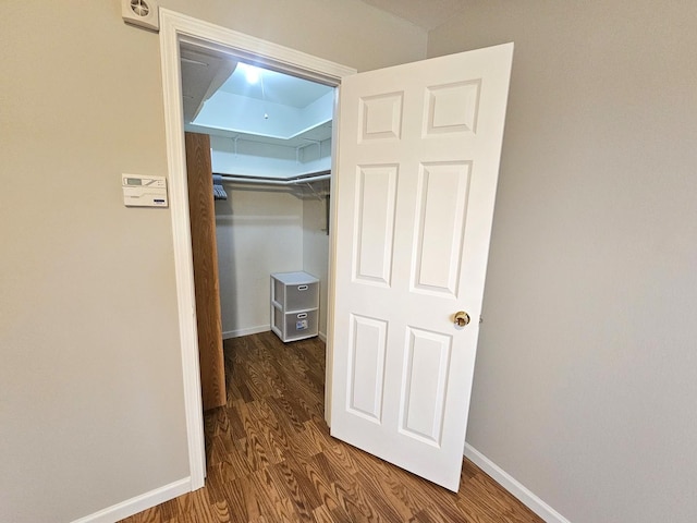 4B Kingery Quarter Unit 206, Willowbrook, IL 60527 - hallway with dark wood-style flooring and baseboards