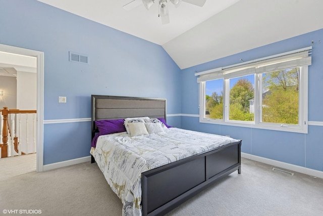 4276 Colton Cir, Naperville, IL 60564 - carpeted bedroom with baseboards, vaulted ceiling, and a ceiling fan