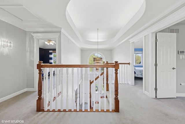 4276 Colton Cir, Naperville, IL 60564 - hallway with an upstairs landing, carpet, and plenty of natural light