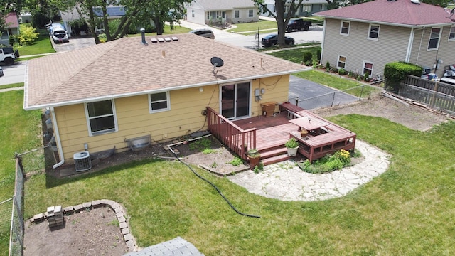 1724 Sycamore Ave, Hanover Park, IL 60133 - back of house featuring a wooden deck, a fenced backyard, and a shingled roof