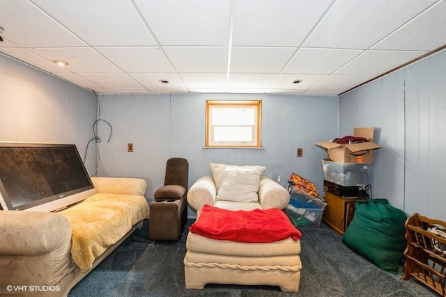 9230 S Saint Louis Ave, Evergreen Park, IL 60805 - carpeted living area featuring a paneled ceiling and a decorative wall