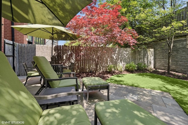 view of patio / terrace featuring a fenced backyard