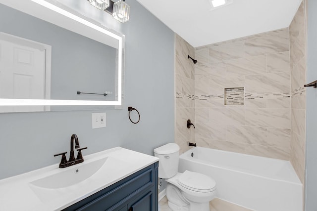 18008 Crawford Ave, Country Club Hills, IL 60478 - bathroom featuring vanity, toilet, and bathtub / shower combination