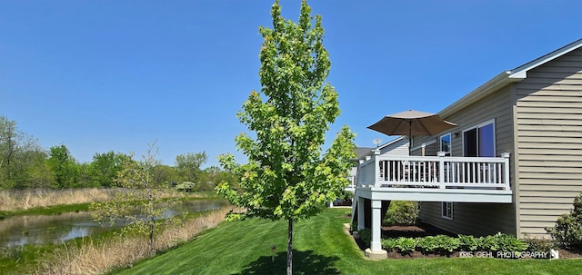 1400 Colchester Ln, Aurora, IL 60505 - view of yard featuring a deck with water view