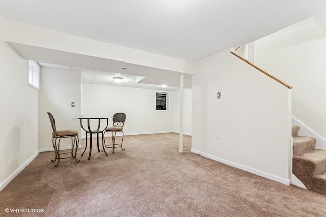 506 Rodney St, Lockport, IL 60441 - basement featuring carpet flooring, stairway, and baseboards