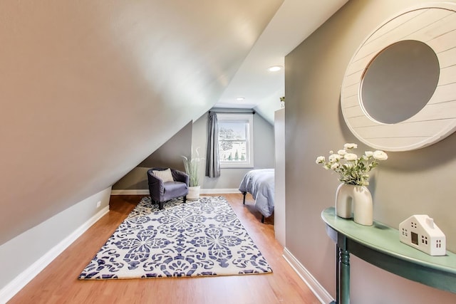 6167 N Naper Ave, Chicago, IL 60631 - bedroom featuring wood finished floors, baseboards, lofted ceiling, and recessed lighting