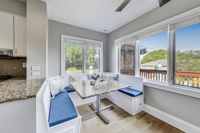 6167 N Naper Ave, Chicago, IL 60631 - dining area with breakfast area, wood finished floors, baseboards, and ceiling fan