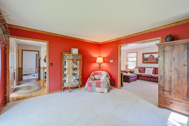 43 Mohawk St, Cary, IL 60013 - sitting room featuring carpet, crown molding, and baseboards