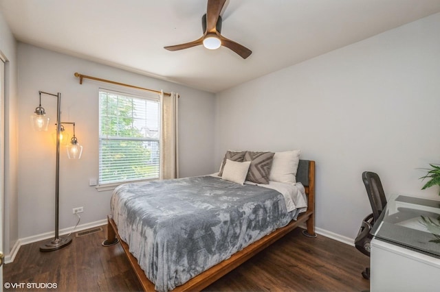 2140 Colchester Ave, Hoffman Estates, IL 60192 - bedroom featuring wood finished floors, baseboards, and ceiling fan