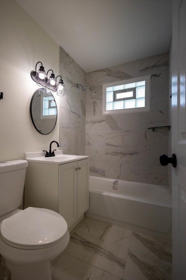 239 Marquette St, Park Forest, IL 60466 - full bath with shower / washtub combination, marble look tile flooring, toilet, and vanity