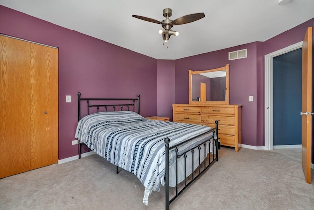 203 Jefferson St, Manteno, IL 60950 - bedroom featuring light carpet, baseboards, and a ceiling fan