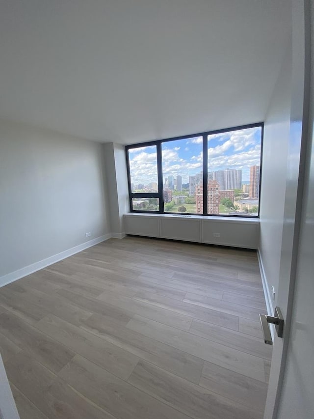 3930 N Pine Grove Ave Unit 1703, Chicago, IL 60613 - spare room featuring healthy amount of natural light, light wood-type flooring, a city view, and baseboards