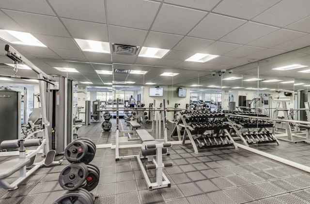 3930 N Pine Grove Ave Unit 1703, Chicago, IL 60613 - exercise room featuring a paneled ceiling
