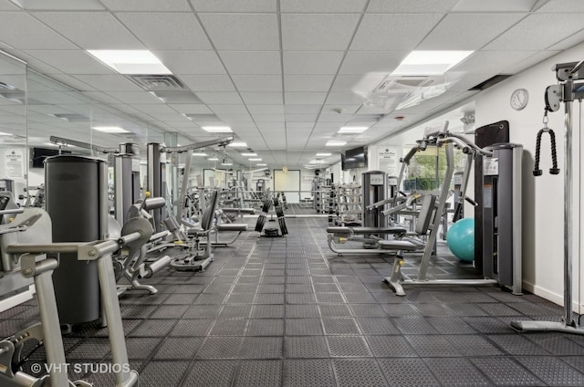 3930 N Pine Grove Ave Unit 1703, Chicago, IL 60613 - exercise room with a paneled ceiling