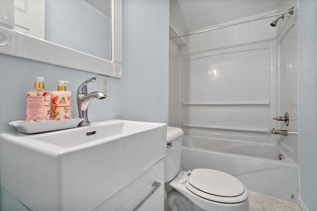 408 Lake Shore Cir, Bloomington, IL 61704 - full bathroom featuring shower / bathtub combination, toilet, and vanity