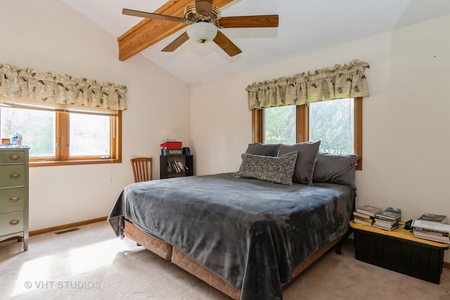 bedroom with carpet, baseboards, and a ceiling fan