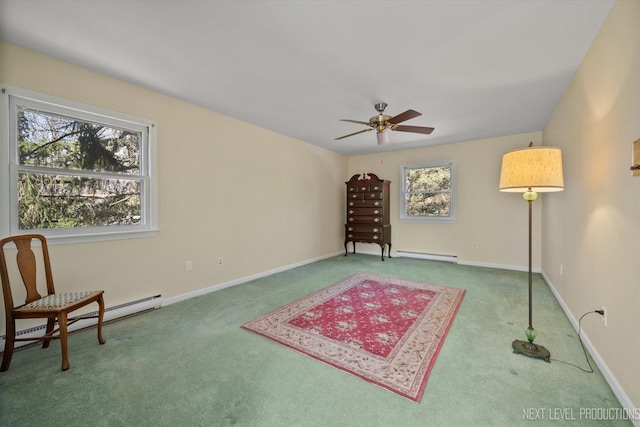 38W283 Deerpath Rd, Batavia, IL 60510 - living area with baseboard heating, carpet floors, and healthy amount of natural light