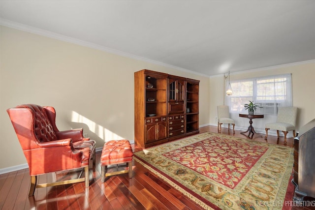 38W283 Deerpath Rd, Batavia, IL 60510 - sitting room with ornamental molding, hardwood / wood-style floors, and baseboards