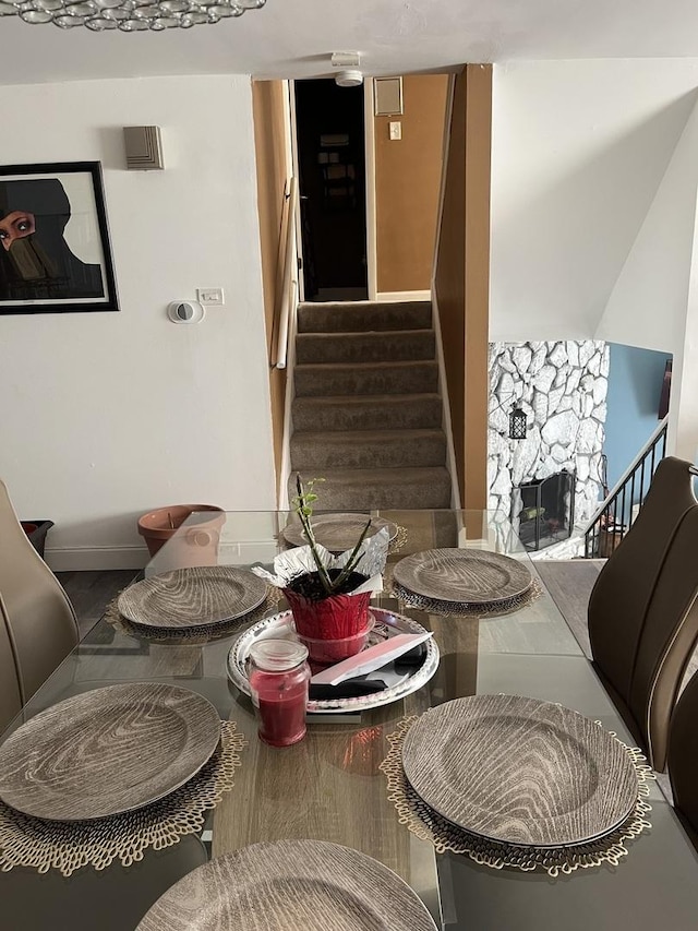 18650 Golfview Dr, Hazel Crest, IL 60429 - dining space featuring stairs and baseboards