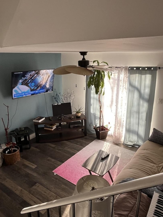 18650 Golfview Dr, Hazel Crest, IL 60429 - living room featuring wood finished floors and ceiling fan