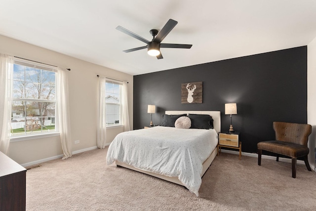 173 Willowwood Dr N, Oswego, IL 60543 - bedroom featuring light colored carpet, baseboards, and ceiling fan