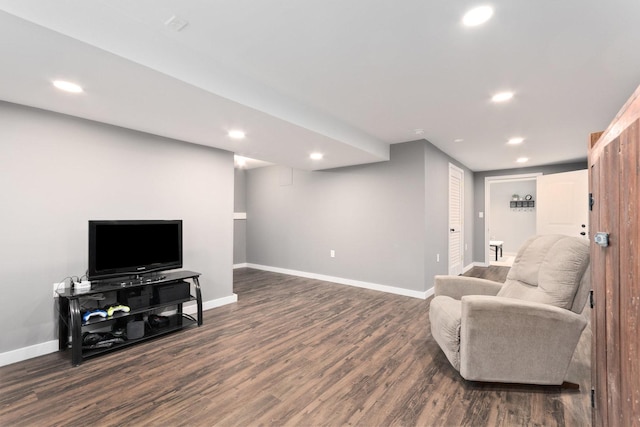 173 Willowwood Dr N, Oswego, IL 60543 - living area with recessed lighting, baseboards, and dark wood finished floors