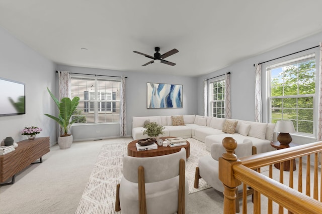 4216 Drexel Ave, Aurora, IL 60504 - carpeted living area featuring a ceiling fan