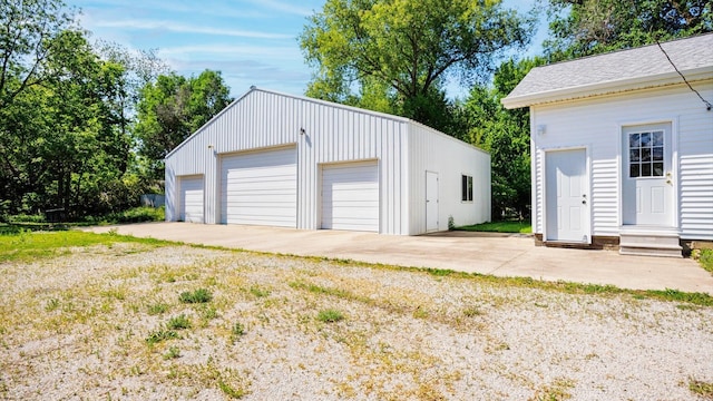 view of detached garage