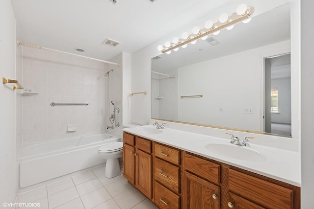 200 N Addison Ave Unit 204, Elmhurst, IL 60126 - bathroom featuring tile patterned flooring, shower / bathtub combination, double vanity, and toilet