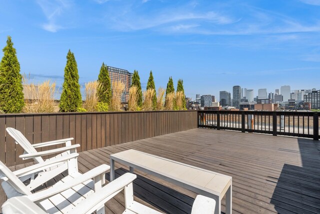 1327 W Washington Blvd Unit 5G-H, Chicago, IL 60607 - wooden terrace featuring a view of skyline