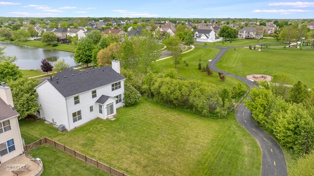 241 Morgan Valley Dr, Oswego, IL 60543 - aerial view of residential area featuring a large body of water