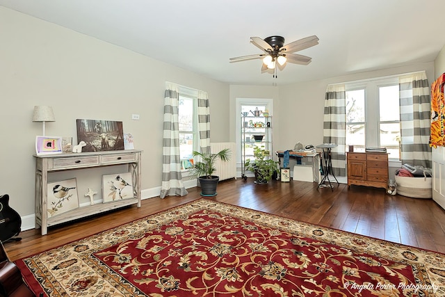 10208 N Main St, Richmond, IL 60071 - office featuring dark wood-style floors, a ceiling fan, and baseboards