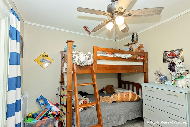 10208 N Main St, Richmond, IL 60071 - bedroom featuring ornamental molding and a ceiling fan