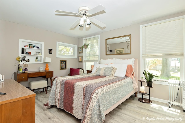 10208 N Main St, Richmond, IL 60071 - bedroom featuring light wood-style floors, an office area, ceiling fan, and baseboards