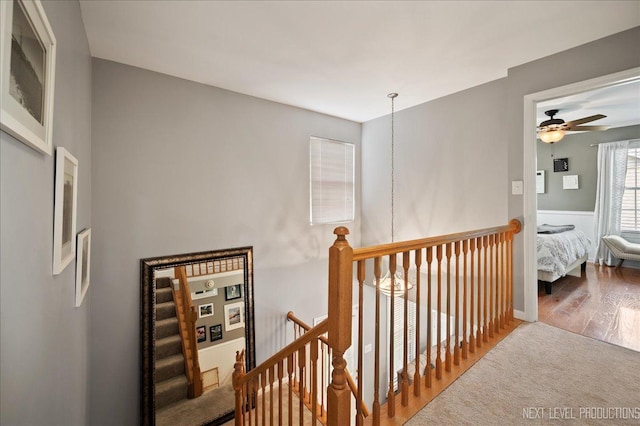 311 Mayfair Ln, South Elgin, IL 60177 - hallway with an upstairs landing, carpet, and wood finished floors