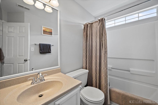 311 Mayfair Ln, South Elgin, IL 60177 - full bathroom featuring toilet, vanity, and shower / bath combination with curtain