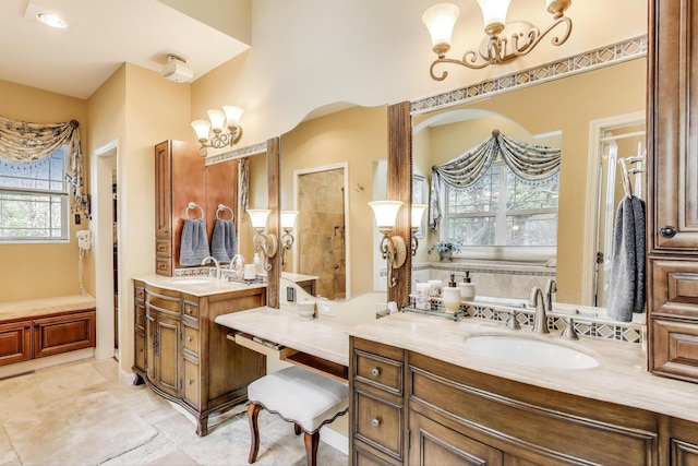 bathroom with two vanities