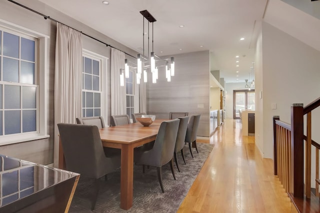 1942 N Cleveland Ave, Chicago, IL 60614 - dining room with light wood finished floors, recessed lighting, and stairs