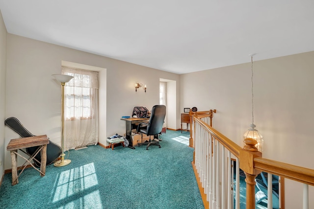 1002 Birchwood Ct, Morris, IL 60450 - home office featuring healthy amount of natural light, carpet flooring, and baseboards