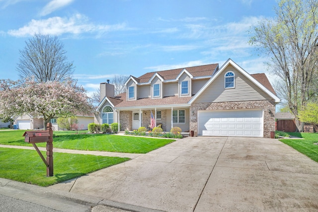 1002 Birchwood Ct, Morris, IL 60450 - traditional-style home featuring concrete driveway, brick siding, covered porch, and a shingled roof