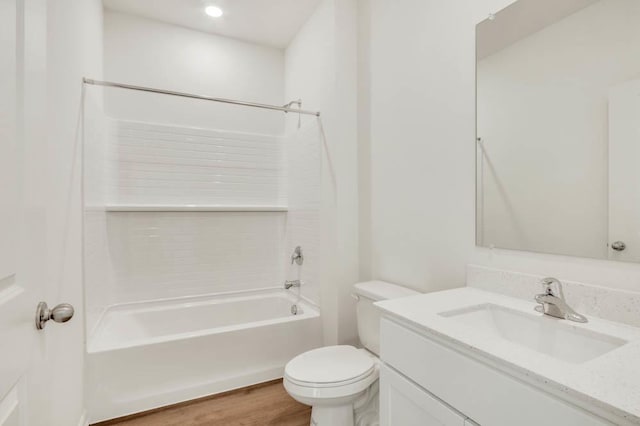 2611 Harnish Dr, Algonquin, IL 60102 - bathroom featuring toilet, tub / shower combination, vanity, and wood finished floors