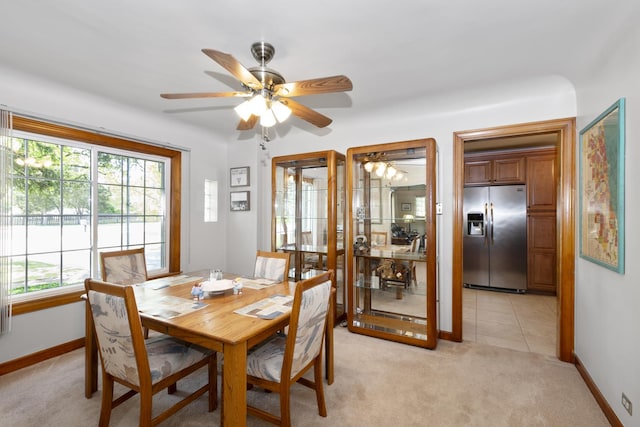 5400 Midlothian Tpke, Crestwood, IL 60418 - dining space with healthy amount of natural light, light colored carpet, a ceiling fan, and baseboards