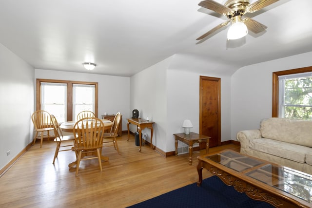 5400 Midlothian Tpke, Crestwood, IL 60418 - living room with light wood-style floors, baseboards, and a ceiling fan